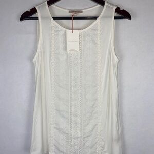 NWT Skies are Blue Ivory Lace Front Sleeveless Tank Top size Small NEW